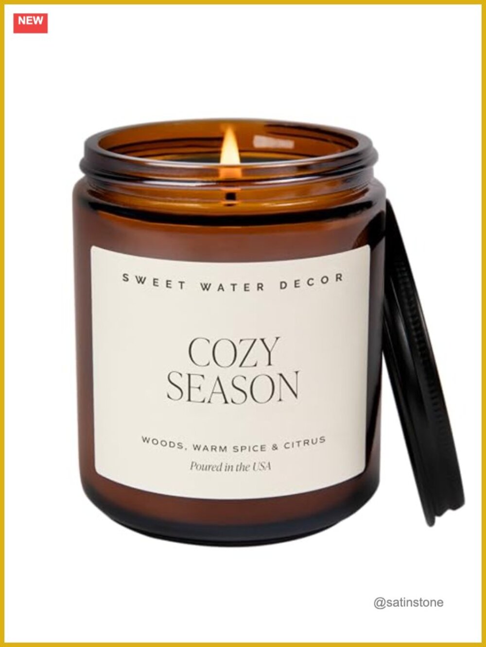 Cozy Season Fall Scented Candle 9oz Amber Jar 40+ Hour Burn